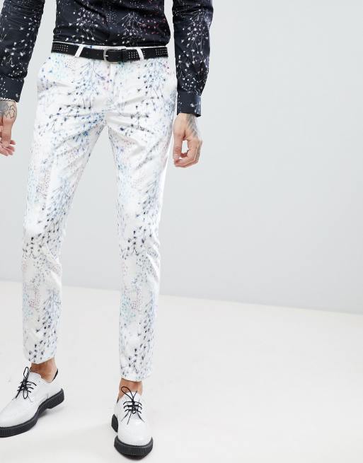 Traje muy ajustado de terciopelo blanco con estampado de Noose & Monkey, 2 de 3