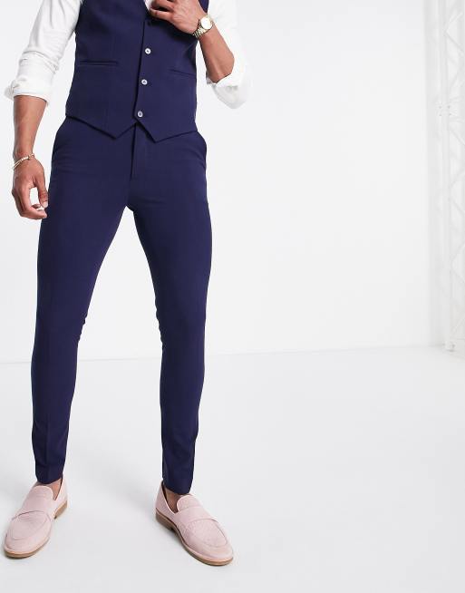 Pantalones de traje muy ajustados en azul marino de ASOS DESIGN