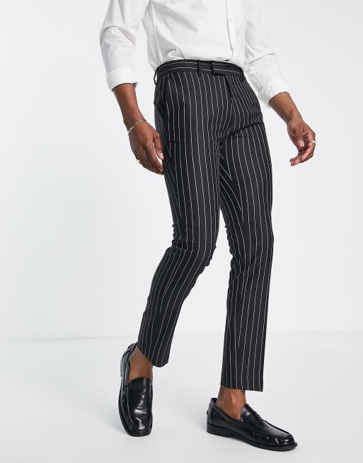 gris Fácil de comprender inundar Pantalones de traje negros a rayas de Topman | ASOS