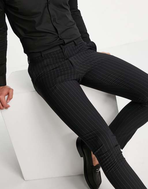 Pantalones de traje negros con rayas diplomáticas de New Look, 3 de 4