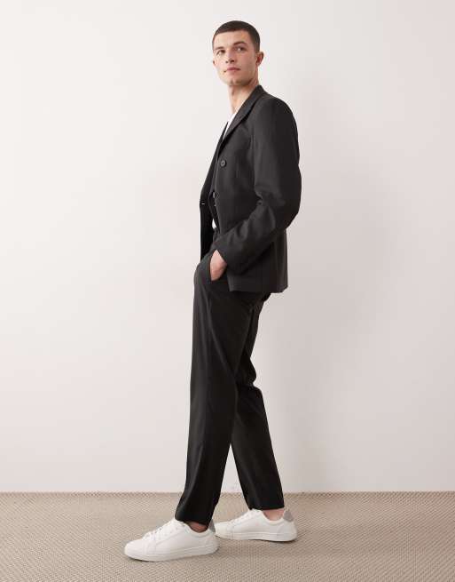 Pantalones de traje negros con rayas sutiles de corte slim de ASOS DESIGN, 3 de 5