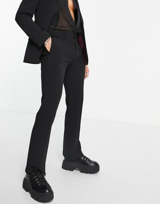 Pantalones de traje negros de corte acampanado entallado de ASOS DESIGN