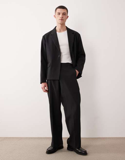 Traje negro de corte cuadrado con textura acanalada de ASOS DESIGN, 3 de 3
