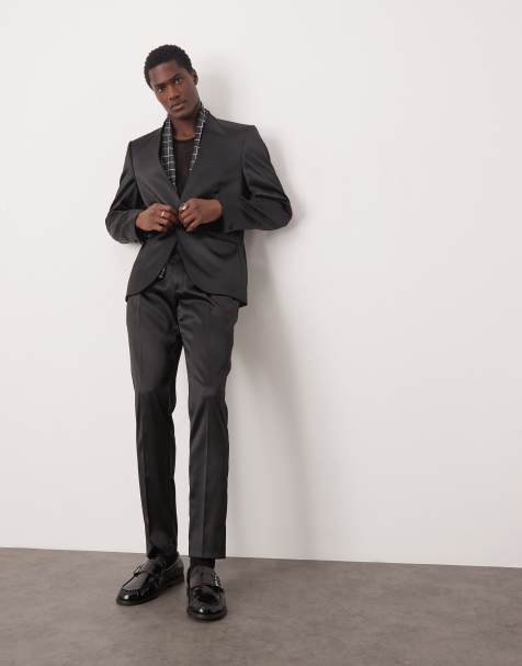 Pantalones de traje negros de corte pitillo de satén New de ASOS DESIGN - view 1