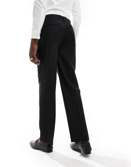 Pantalones de traje negros de corte recto de mezcla de lana de ASOS DESIGN, 2 de 5