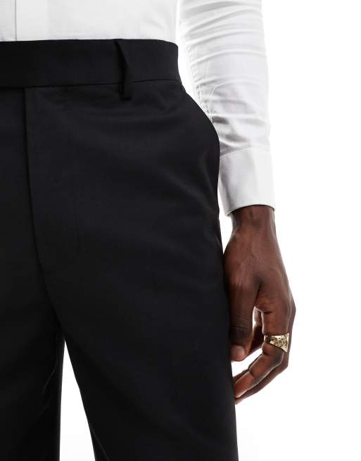 Pantalones de traje negros de corte recto de mezcla de lana de ASOS DESIGN, 3 de 5