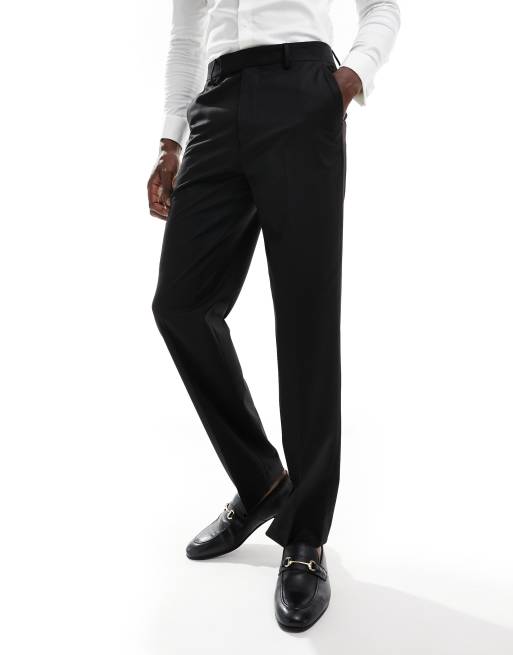 Pantalones de traje negros de corte recto de mezcla de lana de ASOS DESIGN, 4 de 5