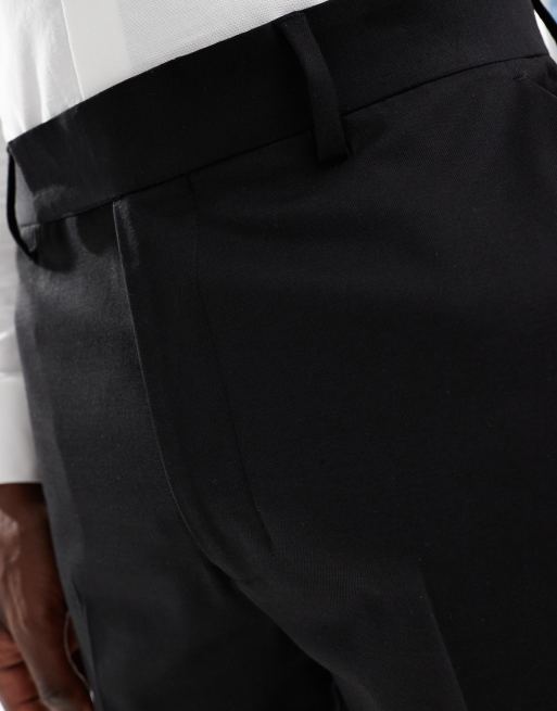 Pantalones de traje negros de corte recto de mezcla de lana de ASOS DESIGN, 5 de 5