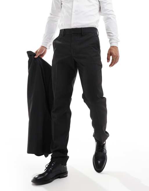 Pantalones de traje negros de corte slim con diseño de micropuntos de ASOS DESIGN