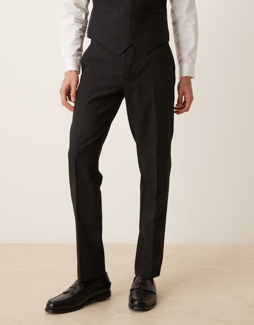 Pantalones de traje negros de corte slim de tejido con lana de ASOS DESIGN, 2 de 5
