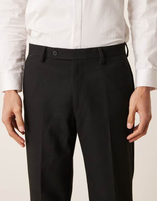 Pantalones de traje negros de corte slim de tejido con lana de ASOS DESIGN, 4 de 5