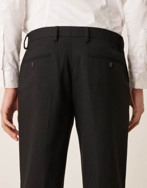 Pantalones de traje negros de corte slim de tejido con lana de ASOS DESIGN, 5 de 5