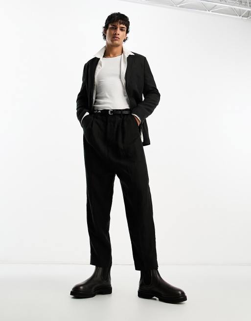 Pantalones de traje negros de corte tapered Pace de AllSaints (parte de un conjunto)
