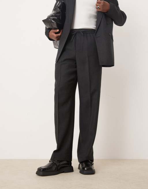 Pantalones de traje negros de pernera ancha de tejido texturizado de ASOS DESIGN, 2 de 5
