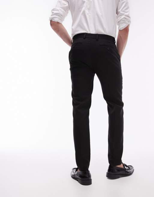 Pantalones de traje negros texturizados de corte pitillo de Topman, 2 de 5