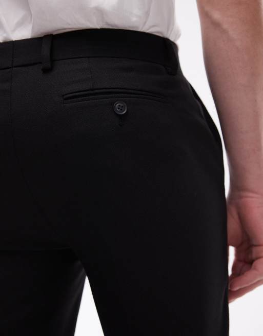 Pantalones de traje negros texturizados de corte pitillo de Topman, 4 de 5