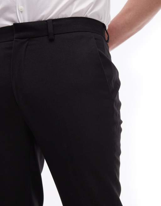 Pantalones de traje negros texturizados de corte pitillo de Topman, 5 de 5