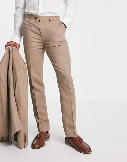 Pantalones de traje para boda de corte slim de lino de Gianni Feraud