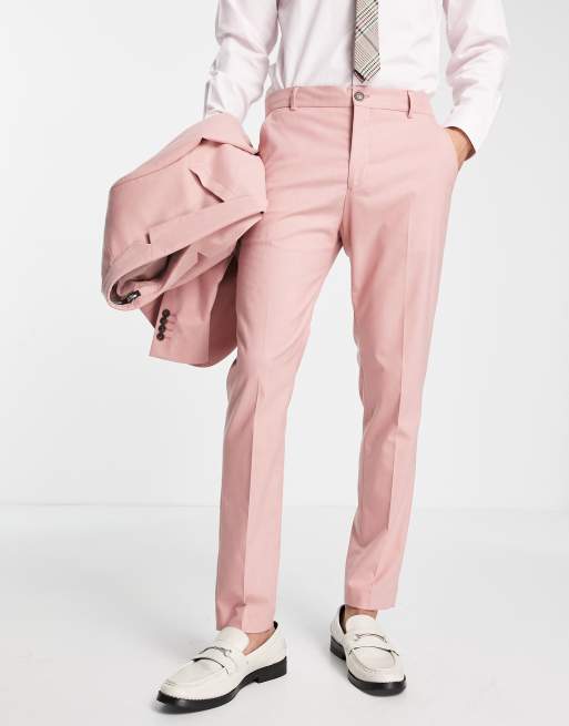 Pantalones de traje rosas de corte pitillo de Selected Homme