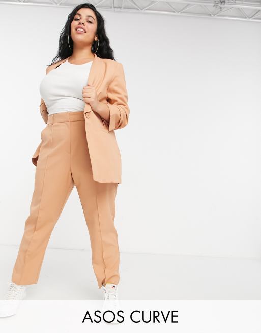 Pantalones de traje tobilleros en color rubor Ultimate Mix & Match de ASOS DESIGN Curve, 1 de 4
