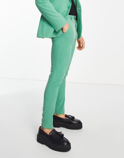 Pantalones de traje verde luminoso de corte superpitillo de ASOS DESIGN