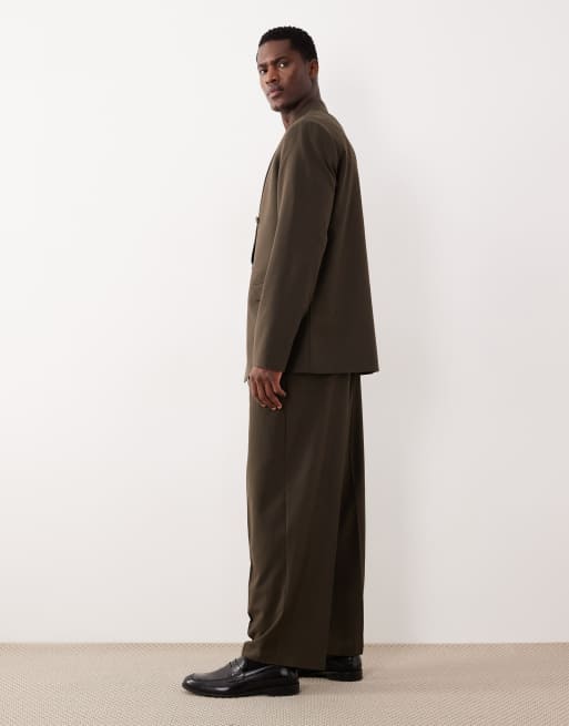 Pantalones de traje verde oliva de corte abombado con cinturilla elástica de ASOS DESIGN, 3 de 5