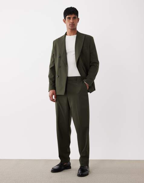 Pantalones de traje verde oliva de corte tapered holgado de ASOS DESIGN - view 1