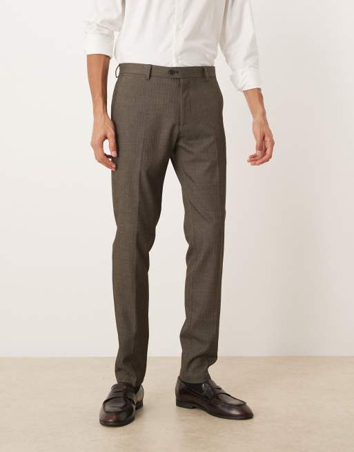 Pantalones de traje verde oscuro de corte pitillo con patrón de espiga de tejido efecto lana de ASOS DESIGN, 3 de 5