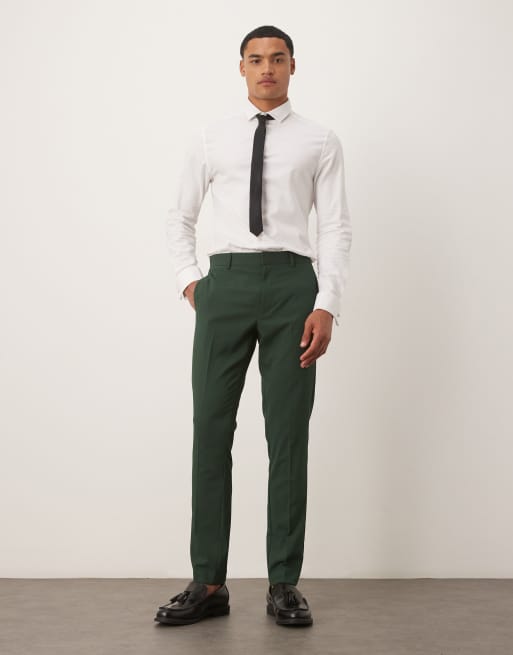 Pantalones de traje verde oscuro de corte pitillo de ASOS DESIGN, 2 de 5