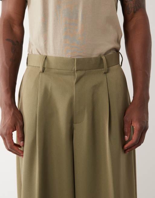 Pantalones de traje verde polvoriento de corte barrel de ASOS DESIGN, 4 de 5