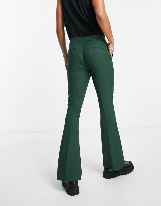 Pantalones de traje verdes de corte acampanado entallado de ASOS DESIGN, 2 de 5