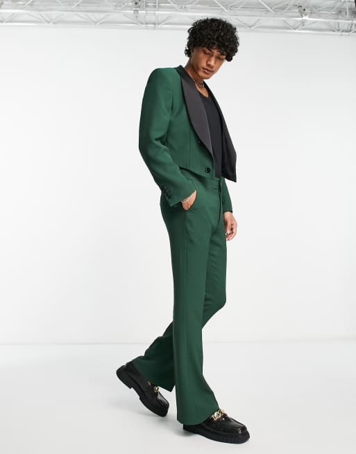 Pantalones de traje verdes de corte acampanado entallado de ASOS DESIGN, 4 de 5