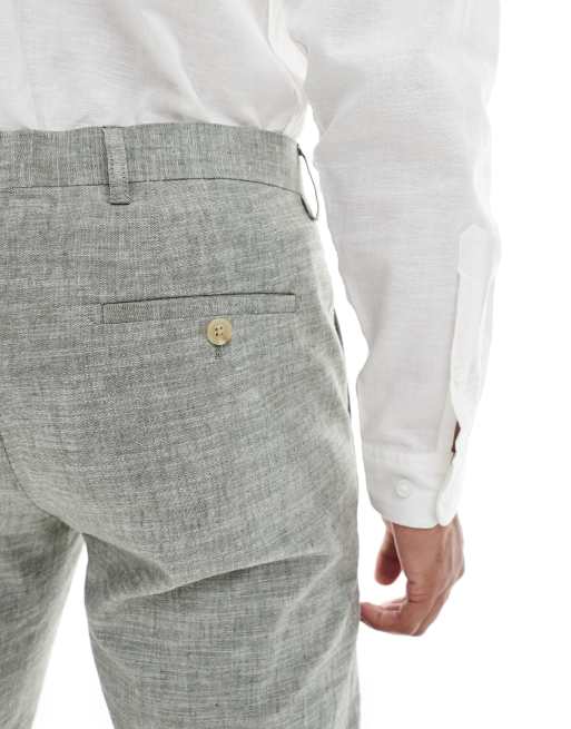 Pantalones de traje verdes de mezcla de lino de Jack & Jones, 3 de 5