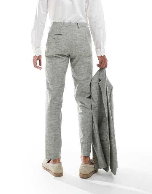 Pantalones de traje verdes de mezcla de lino de Jack & Jones, 4 de 5