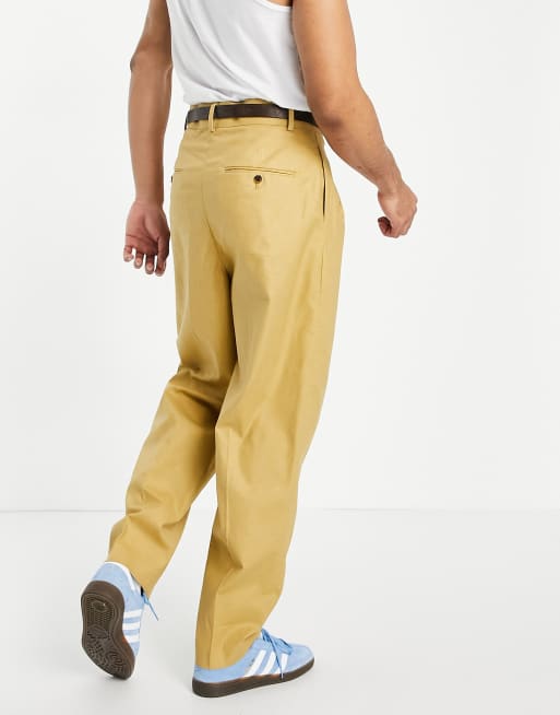 Pantalones de vestir amarillo mostaza de corte slim y talle alto