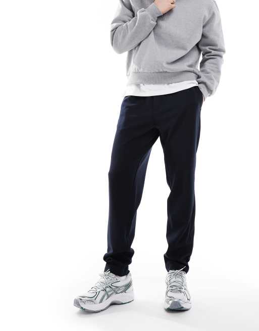 Pantalones de vestir azul marino de corte tapered con cordón ajustable de Jack & Jones, 3 de 5