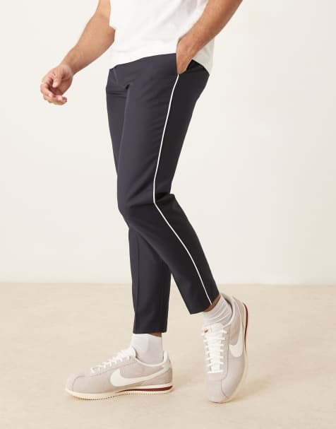 Pantalones de vestir azul marino de corte tapered con ribete lateral de ASOS DESIGN - view 1