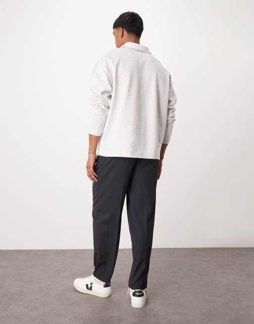 Pantalones de vestir azul marino de corte tapered extragrande con raya diplomatica de ASOS DESIGN ASOS