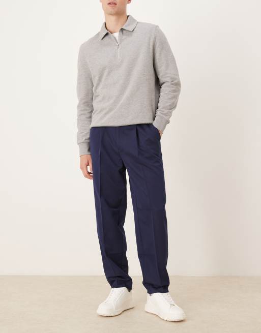 Pantalones de vestir azul marino de corte tapered extragrande de ASOS DESIGN