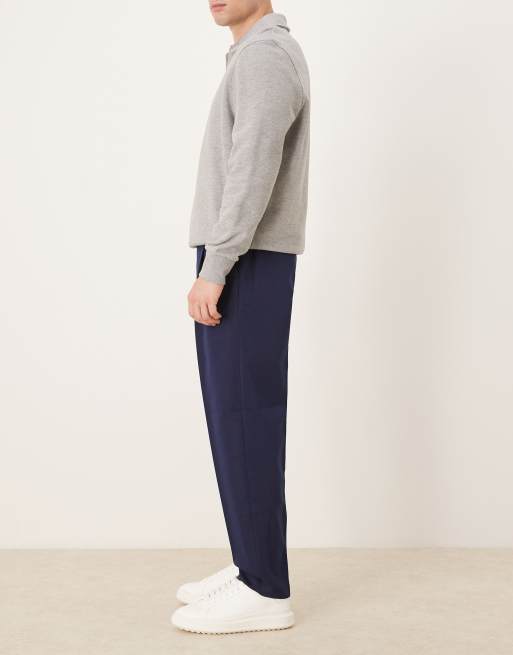 Pantalones de vestir azul marino de corte tapered extragrande de ASOS DESIGN