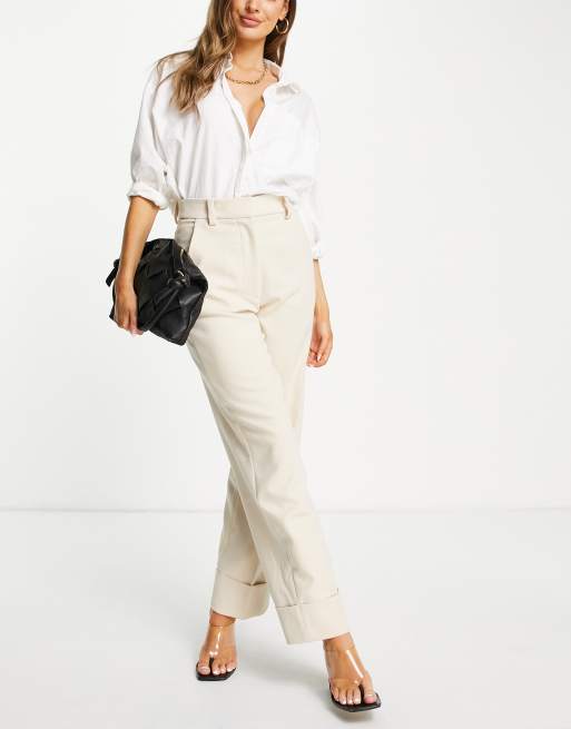 Pantalones de vestir beis con bajos vueltos de poliéster de & Other Stories - BEIGE