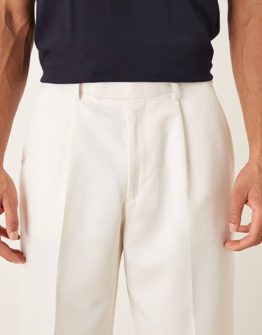 Pantalones de vestir blancos de pernera ancha con pinzas de ASOS DESIGN, 4 de 5