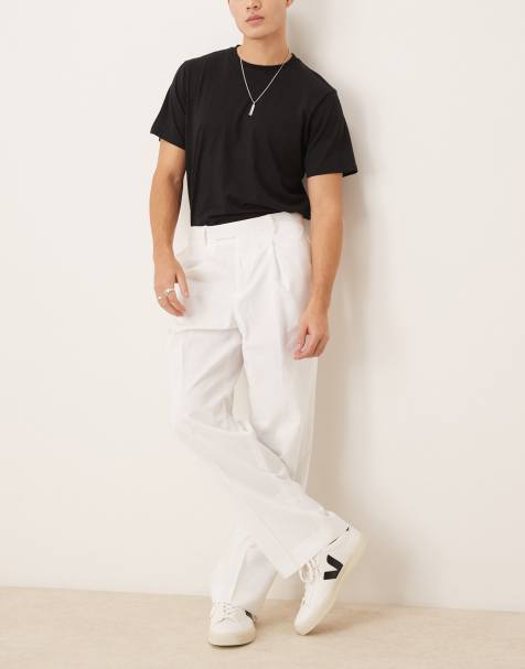 Pantalones de vestir blancos de pernera ancha con pinzas delanteras de ASOS DESIGN - view 1