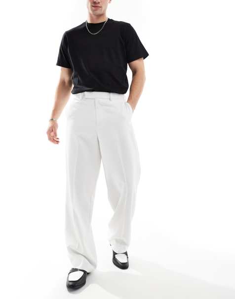 Pantalones de vestir blancos de pernera ancha de tejido texturizado de ASOS DESIGN - view 1