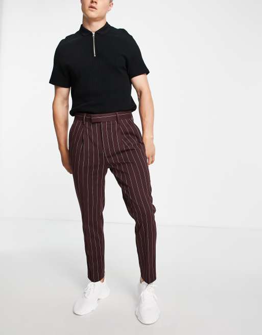 vestir burdeos de corte tapered a rayas de ASOS | ASOS