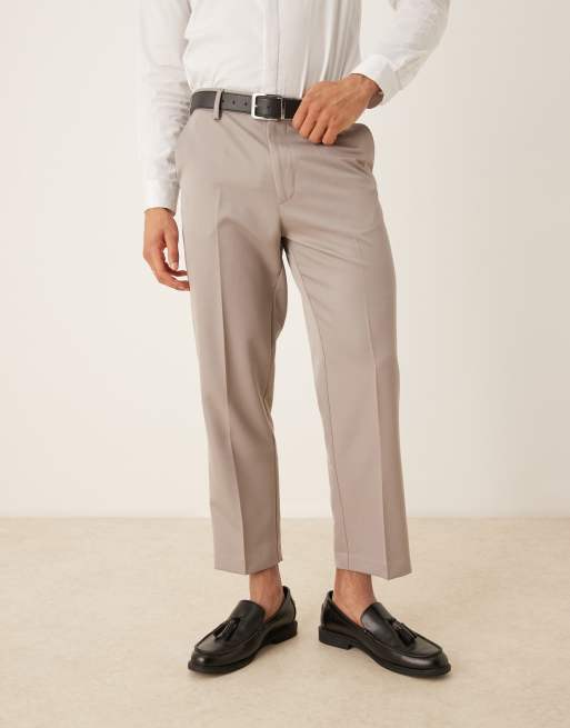 Pantalones de vestir capri color piedra oscuro de corte tapered de ASOS DESIGN