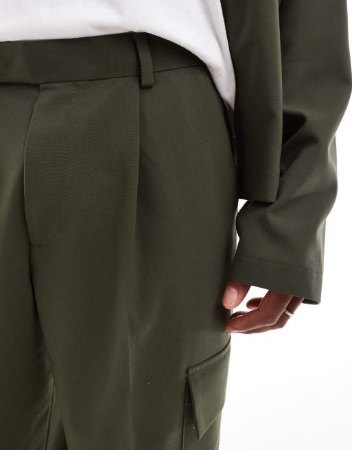 Pantalones de vestir caquis con bolsillos cargo de ASOS DESIGN (parte de un conjunto), 5 de 5