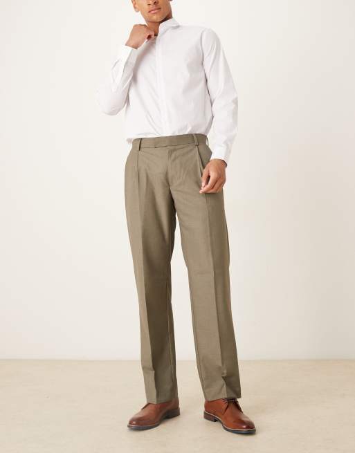 Pantalones de vestir caquis de pernera recta con pinzas dobles de ASOS DESIGN, 2 de 5