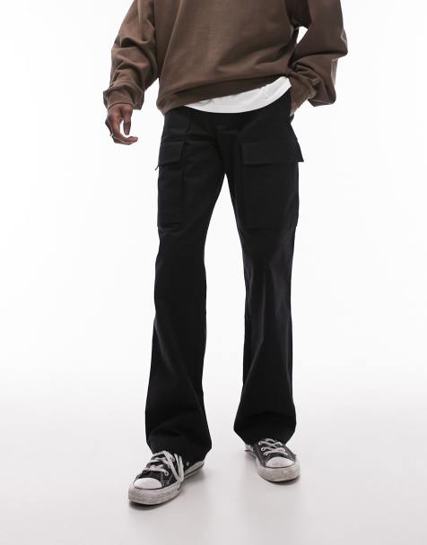 Pantalones de vestir cargo negros de pernera ancha de estilo worker de Topman - view 1