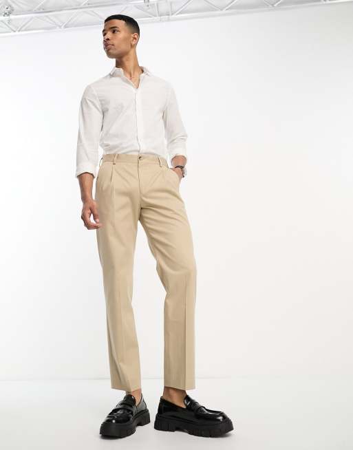 Pantalon a pince homme beige hot sale